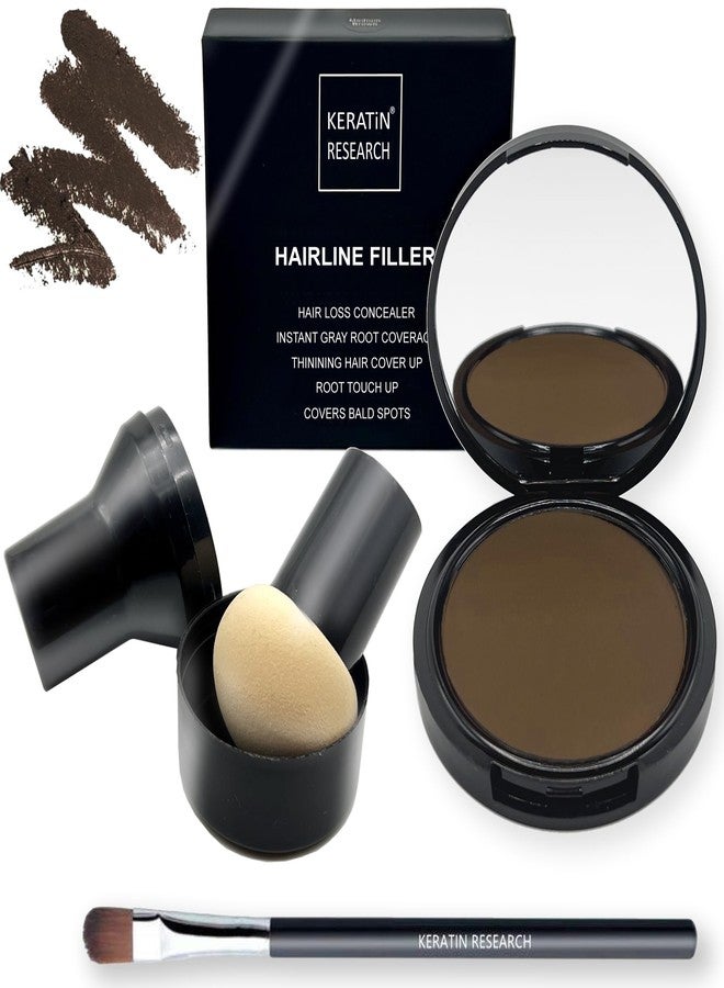 KERATIN RESEARCH Hairline Filler Unisex Mineral Powder Root Touch-Up Hair loss Concealer Scalp & Beard Bald Patch Coverage Fibers for Thinning Hair Waterproof Organic Natural look (MEDIUM BROWN, XL) - Image 1